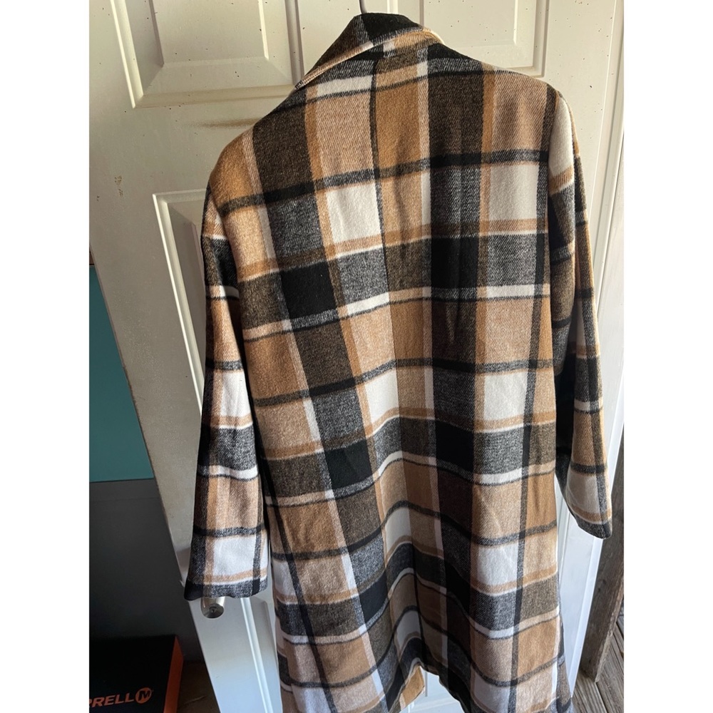Single Button Plaid Overcoat (XL) (Wool) - Picture 4 of 4